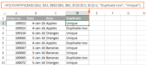 Remove duplicates in Excel formula